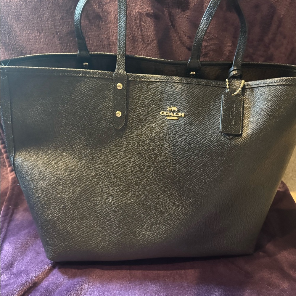 Coach Black Leather Structured Tote